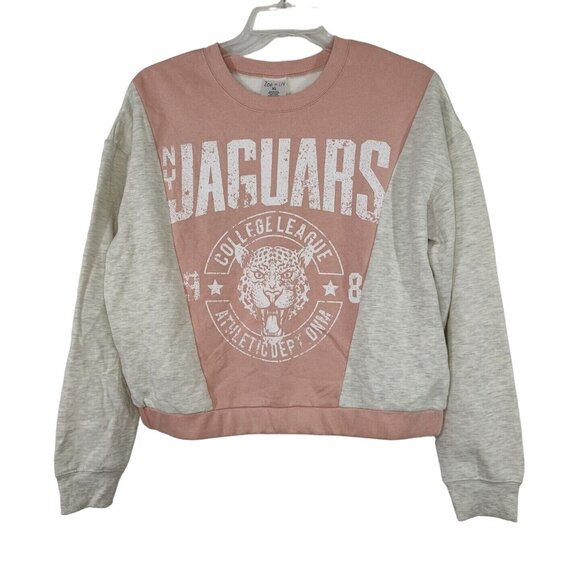 Zoe + Liv Tops - Zoe Liv Grey Pink College Jaguars Graphic Sweatshirt Women Size XL Long Sleeve